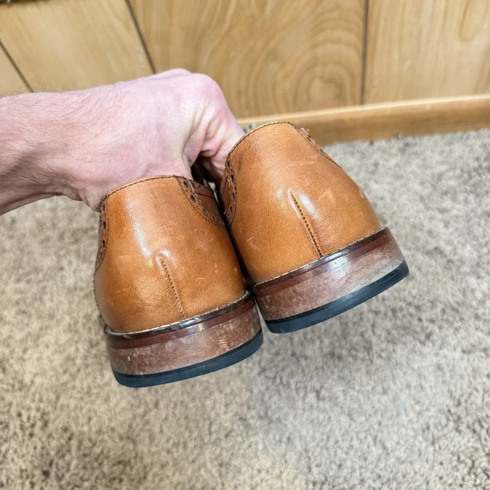 COLE HAAN Size 12 Caramel Brown Wingtip Oxfords Shoes Air